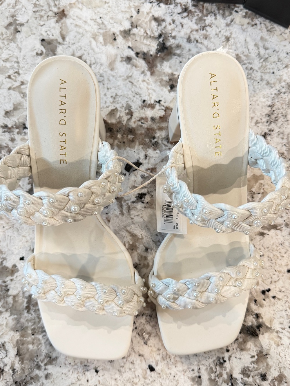 Altar'd State Women's Braided Pearl Slide Sandals